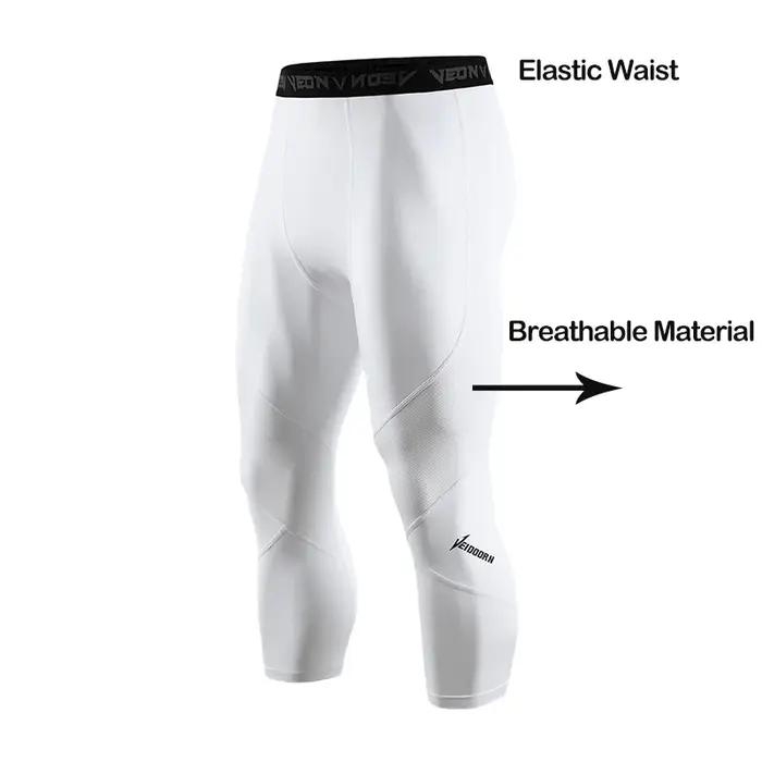 Collants de Compression doux 3/4 pour hommes, vêtements de Sport, Leggings d'entraînement à séchage