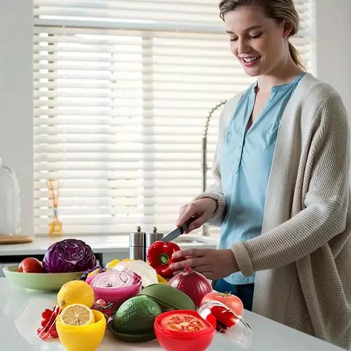 Boîte alimentaire en plastique scellé, organisateur créatif, bac à légumes, conteneurs d'oignon, ail