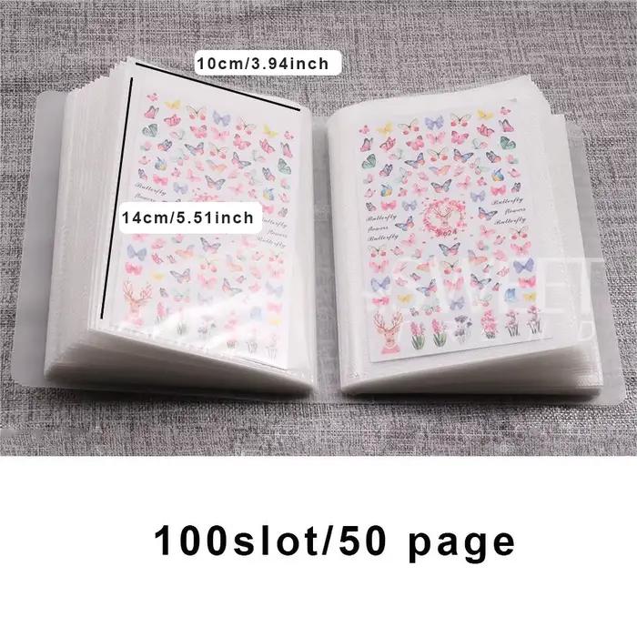 Livre de rangement d'autocollants pour ongles, 100 fentes, livre de Collection vide, support organis
