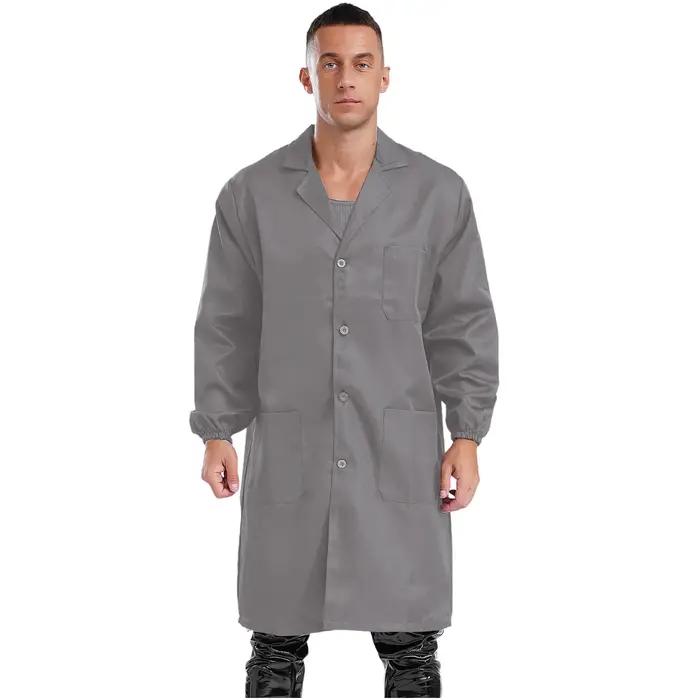 Vêtements de travail unisexes à simple boutonnage, robe de type adt, manches longues, poches solides