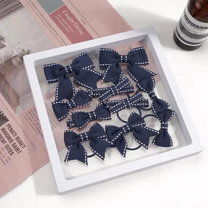 Lot de 10 pinces à cheveux, barrettes, nœuds et élastiques pour filles, accessoires pour l'école, ve