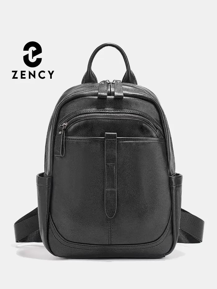 Zency – sac à dos en cuir véritable 100% pour femmes, grande capacité, pour les déplacements, les vo
