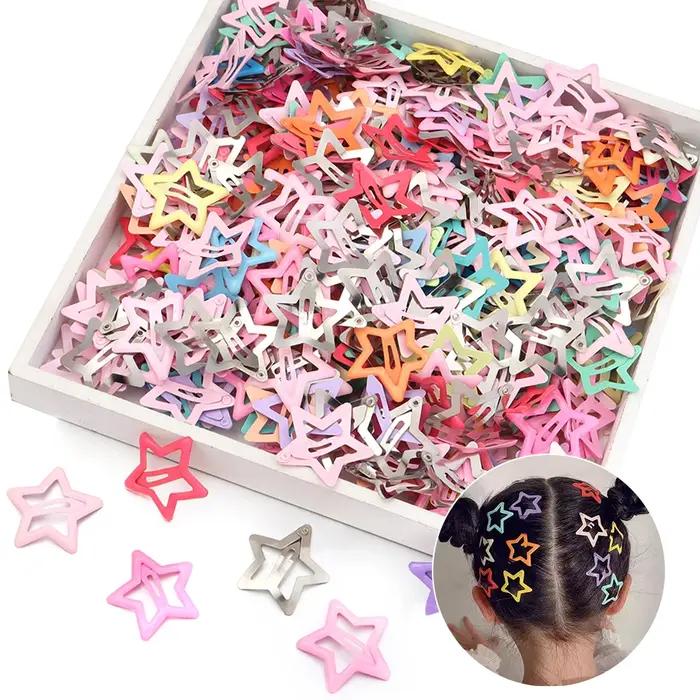 Pinces à cheveux étoiles colorées en métal, 50 pièces/lot, pinces à cheveux Dopamine BB pour cheveux