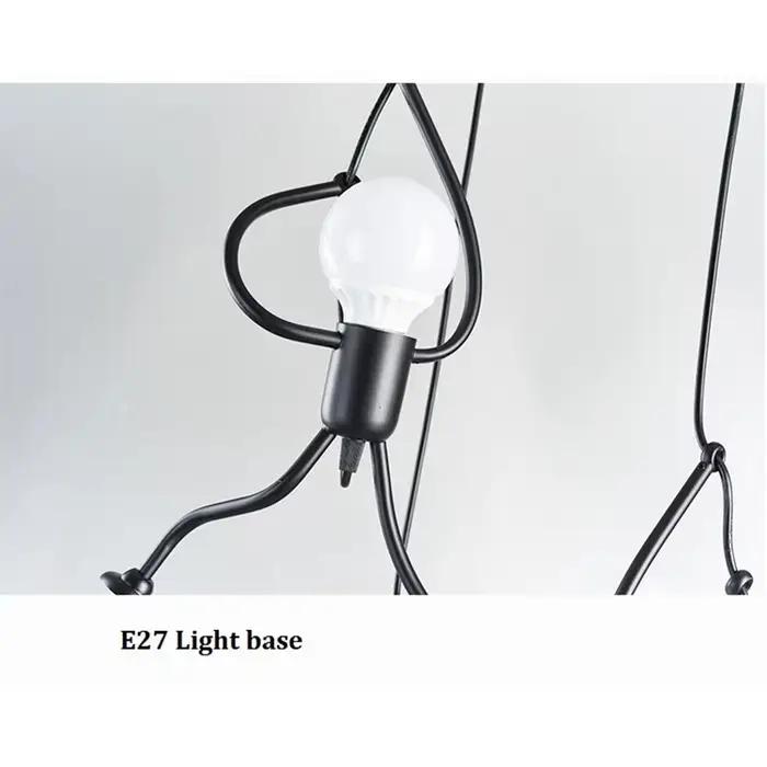 Vintage fer petit homme Arts modernes lustre LED plafonnier maison salon enfants chambre décor noir