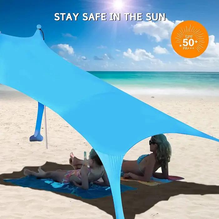 Auvent de plage familial ultraléger, tente pare-soleil avec sac de sable, auvent portable UPF50 + UV