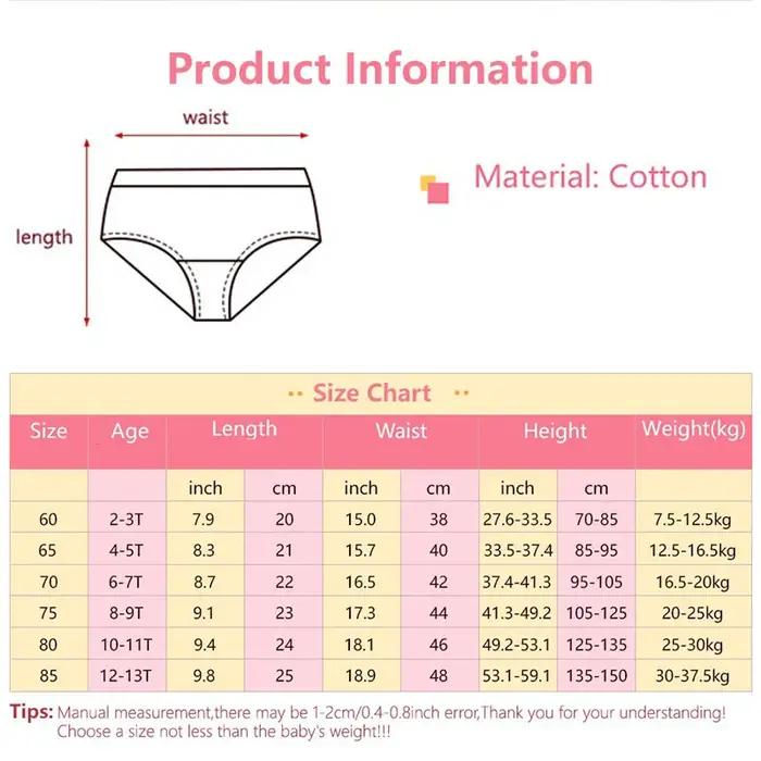 Lot de 5/10 culottes confortables en coton pour enfants et filles, sous-vêtements doux et mignons av