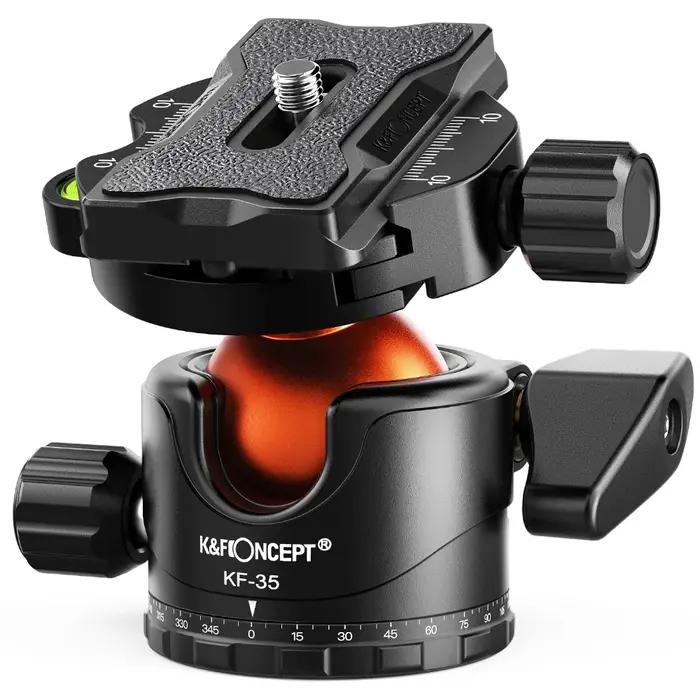 K&F CONCEPT Tête sphérique pour trépied professionnel 360 ° Rotation panoramique 1/4" à 3/8" adapt