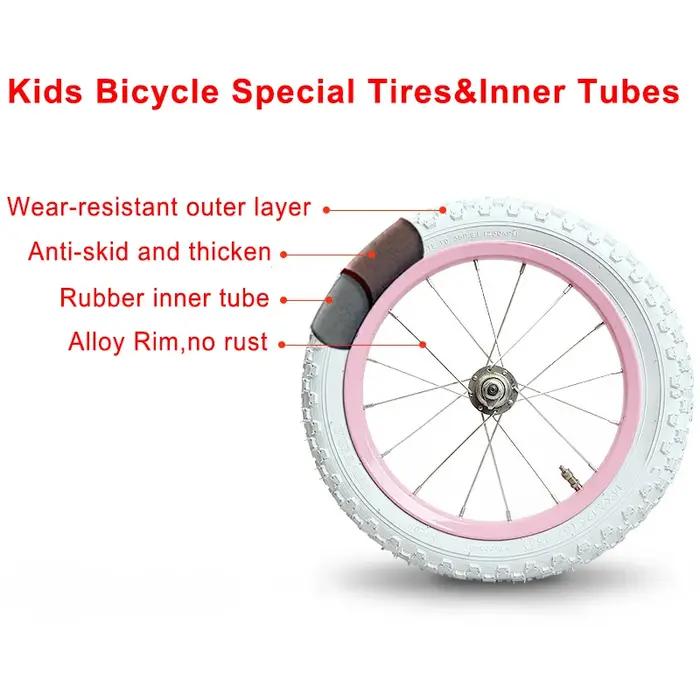 Pneus de vélo pour enfants blancs avec chambre à air pour une utilisation sécurisée et agréable occassions quotidiennes et festives