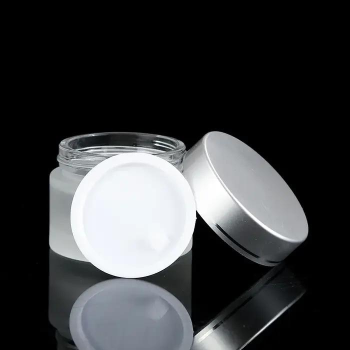 Bouteilles d'onguent rechargeables en verre givré, Pot cosmétique vide, conteneur de crème pour le v