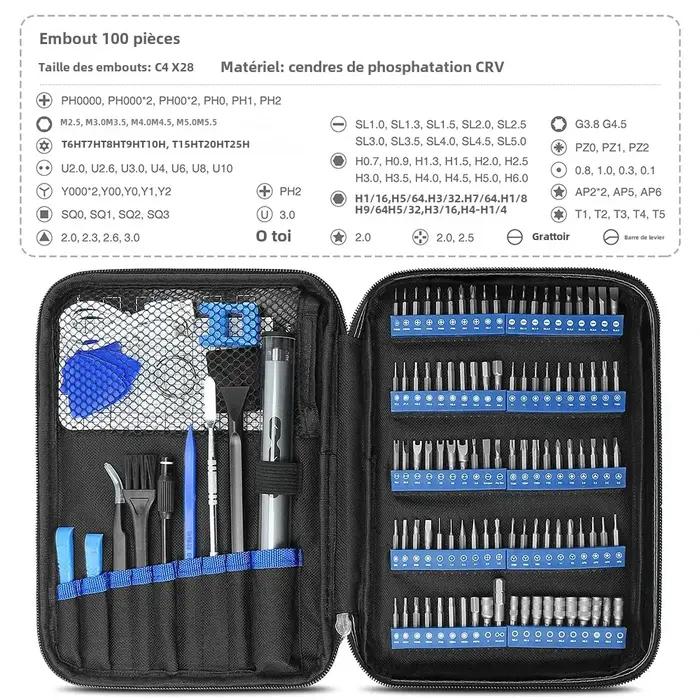 Kit de Tournevis Electriques Precisions 120 en 1 Mini Kit Rechargeable Embouts Sans Fil Telephone Portable Xiaomi Occasions Spéciales