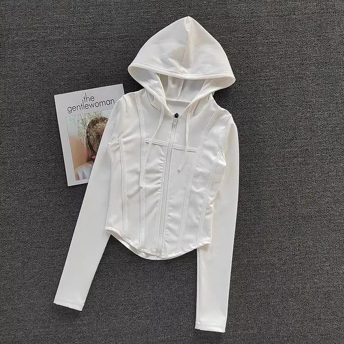 Manteau de fitness femme cardigan à capuche sportif pour yoga et running confortable