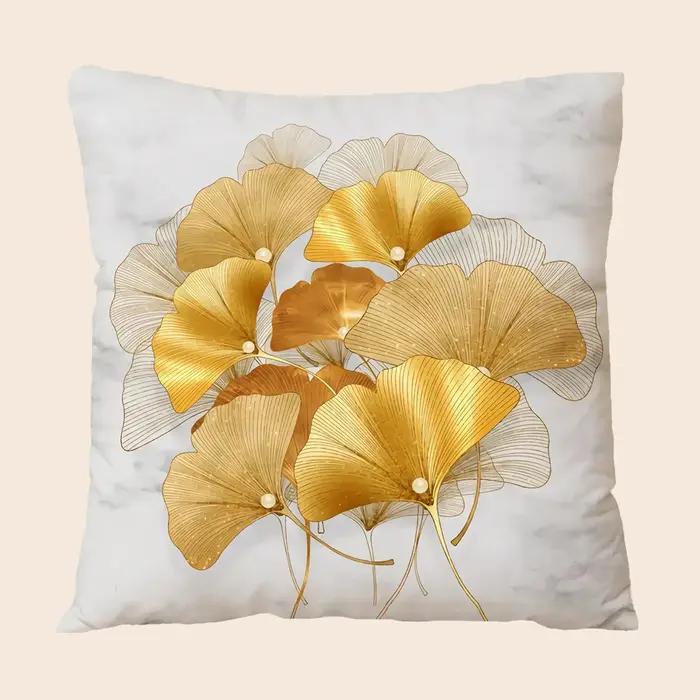 Taie d'oreiller imprimée feuilles de Ginkgo, 1 pièce, Design en peluche doux et confortable pour un