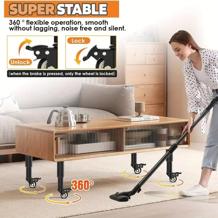 Pieds de meubles extensibles en métal, 4 pièces, avec roulettes, pieds de Table, avec remplacement r