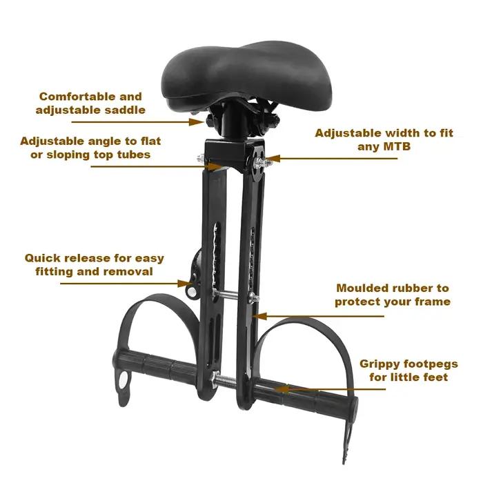 Siège avant pour vélo de montagne enfant 2 3 4 5 ans confortable et sécuritaire pour randonnées et escapades familiales
