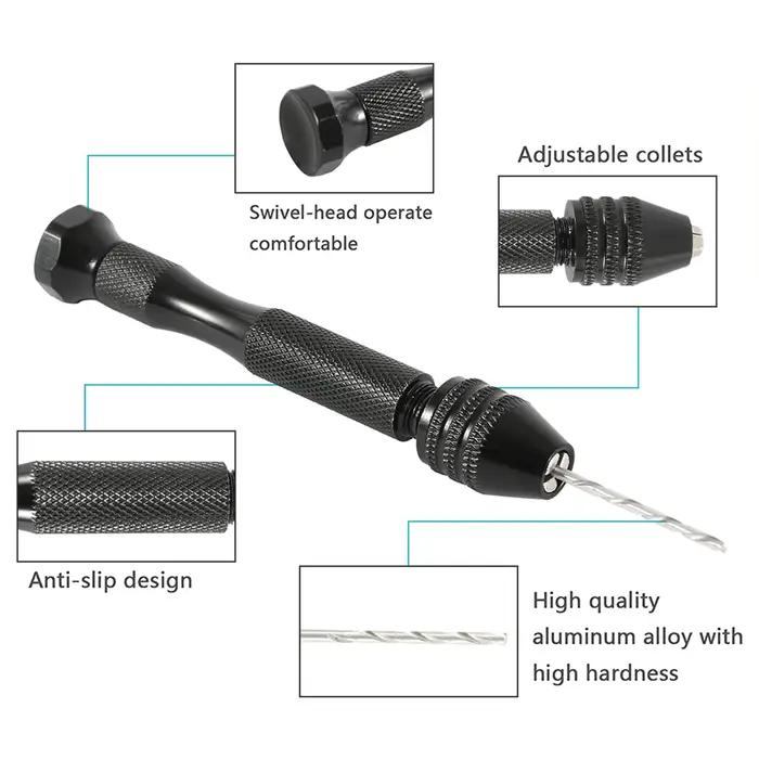 49 pièces 0.2-3.4mm ensemble de perceuse à main Mini foret à main en aluminium bijoux artisanat perc