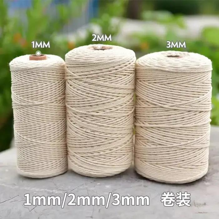 Décor Boho en macramé fait à la main, 1/2/3/4/5/6/8/10mm, fil Beige en coton, corde torsadée, fourni