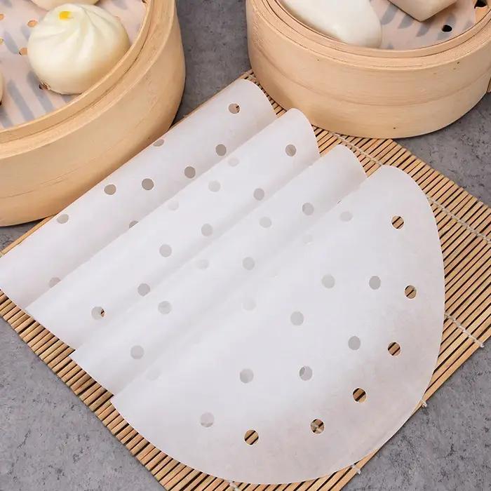 50/100 pièces papier à vapeur en bambou jetable antiadhésif tapis à vapeur papier à l'huile friteuse