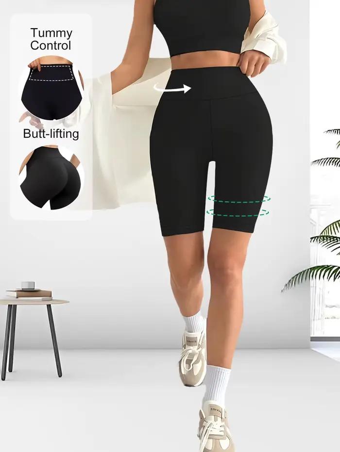 Fitfemme Women's High Waist Yoga Shorts - Tummy Control Quick Dry 4-Way Stretch Athletic Gym Running