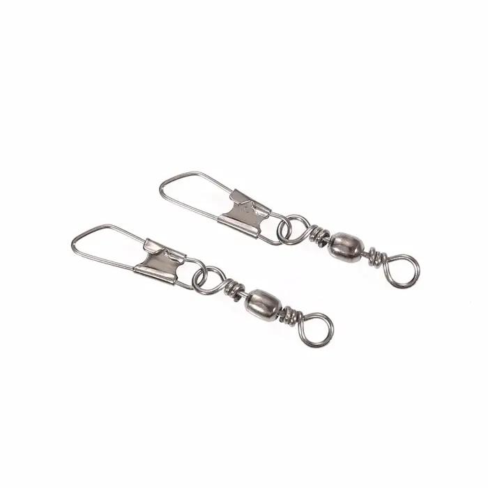 50 pièces/lot connecteur de pêche broche roulement pivotant en acier inoxydable avec mousqueton hame