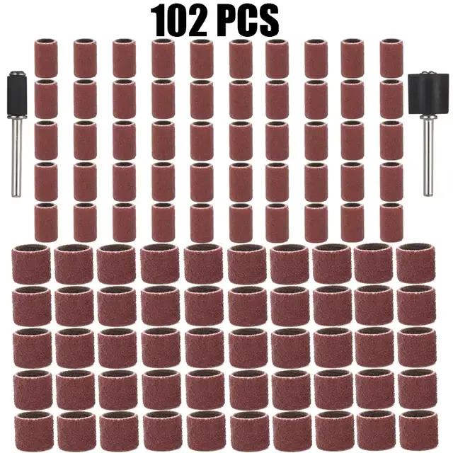 11/102 pièces Kit de tambour de ponçage grain # 80 # 120 # Bande de ponçage 180 pour manchons Dremel