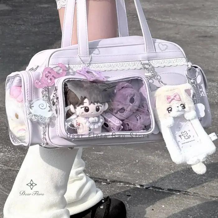 Nouveau sac à bandoulière Y2K grande capacité style JK, sac à dos transparent mignon pour fille, sac