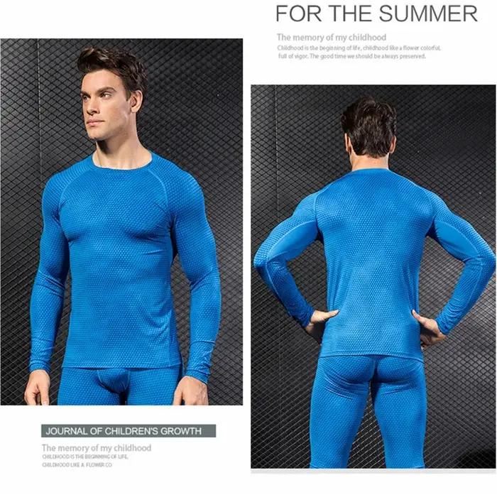 Chemise manches longues Homme élastique séchage rapide - T-Shirt gymnastique serré - Sous-vêtements athlétiques entraînement