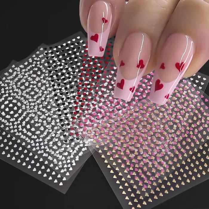 8 couleurs/ensemble 3D doux amour-coeur ongles autocollants Mini coeurs auto-adhésif Nail Art curseu