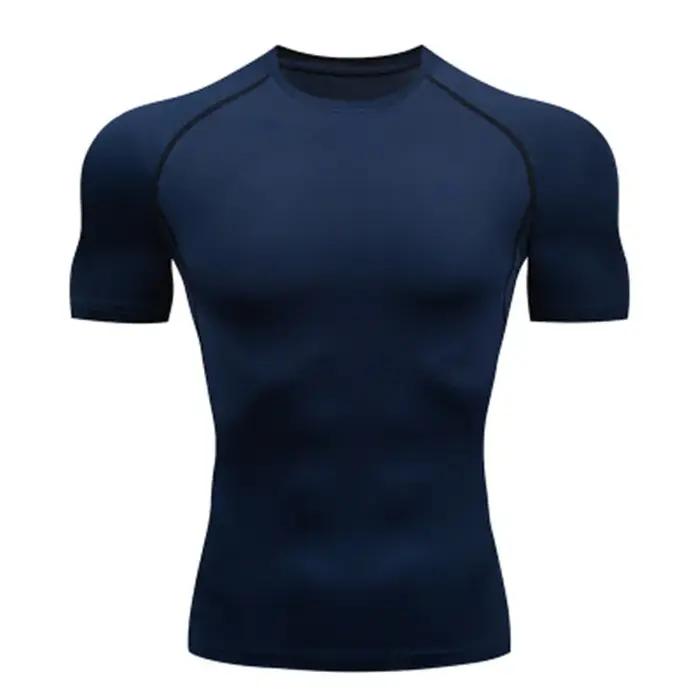 T-shirt de compression élastique respirant pour homme, haut serré, sweat-shirt de course, jogging, s