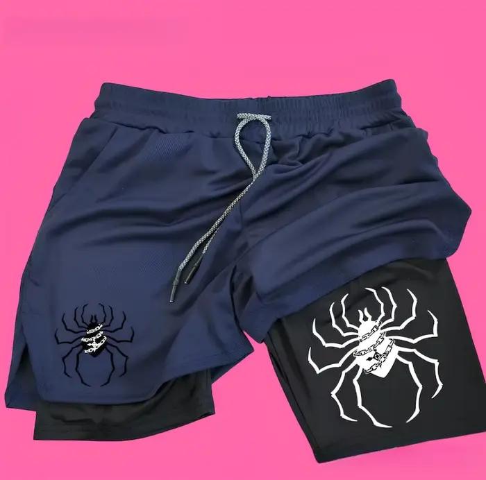 Short de sport 2 en 1 décontracté homme femme Anime Spider Gym HxH - Short fitness gymnastique design manga
