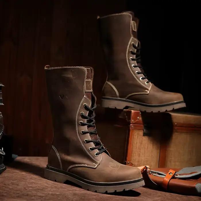 Bottes de randonnée cuir homme imperméables : pour moto, trekking et style gothique punk