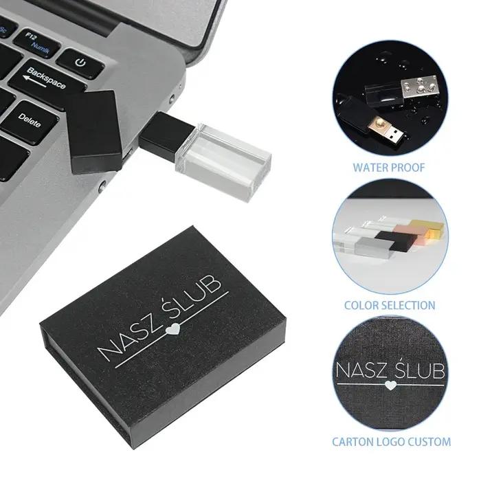 Clé USB en cristal uno avec logo personnalisé gratuit, clé USB, photographie créative, cadeaux de ma