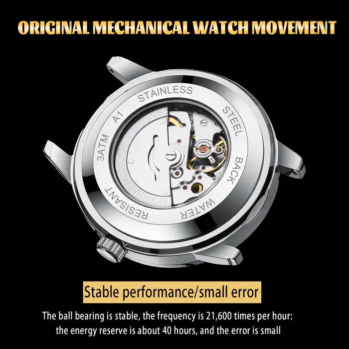 Dianpai montre mécanique entièrement automatique pour hommes d'affaires Simple calendrier en acier i