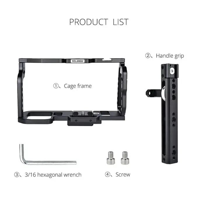 Yelangu C9 Kit de plate-forme de Cage de caméra pour BMPCC 4K 6K en alliage d'aluminium plaque rapid