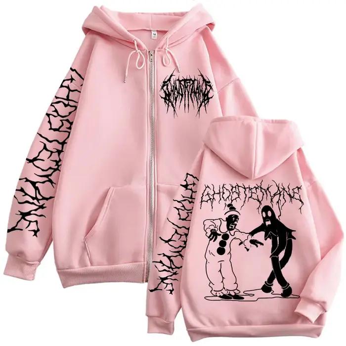 Sweat à capuche imprimé Ghostemane avec fermeture éclair, métal Rock Pop Music, sweat-shirt à capuch