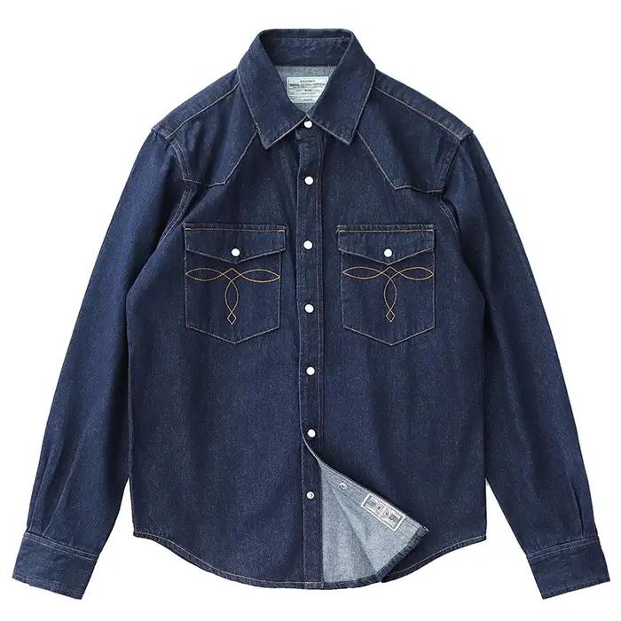 Chemise en jean western lourd pour hommes, manteau de chemisiers d'outillage épaissi, chemise décont