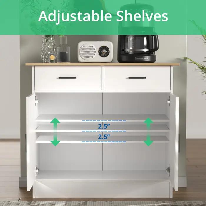 Armoire de rangement de planche avec portes, tiroirs de proximité et étagère flexible, buffet de tab