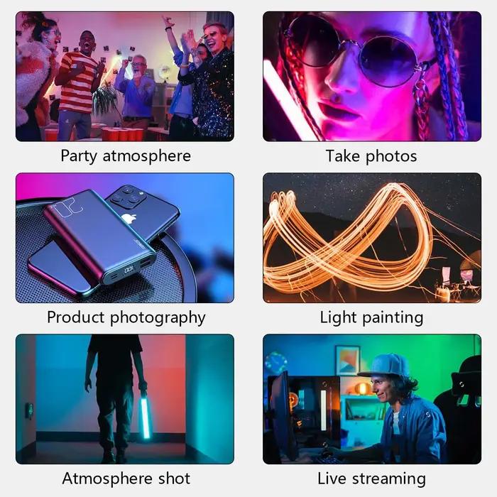 Mini éclairage photographique magnétique RGB 2700-7500K, bâton de lumière de remplissage LED portati