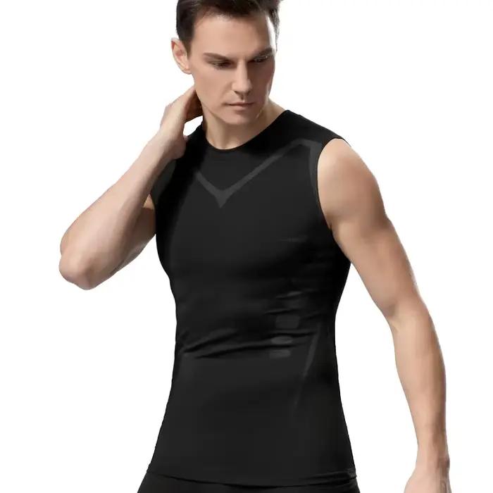 Débardeur compression sans manches pour hommes - Fitness, musculation, séchage rapide