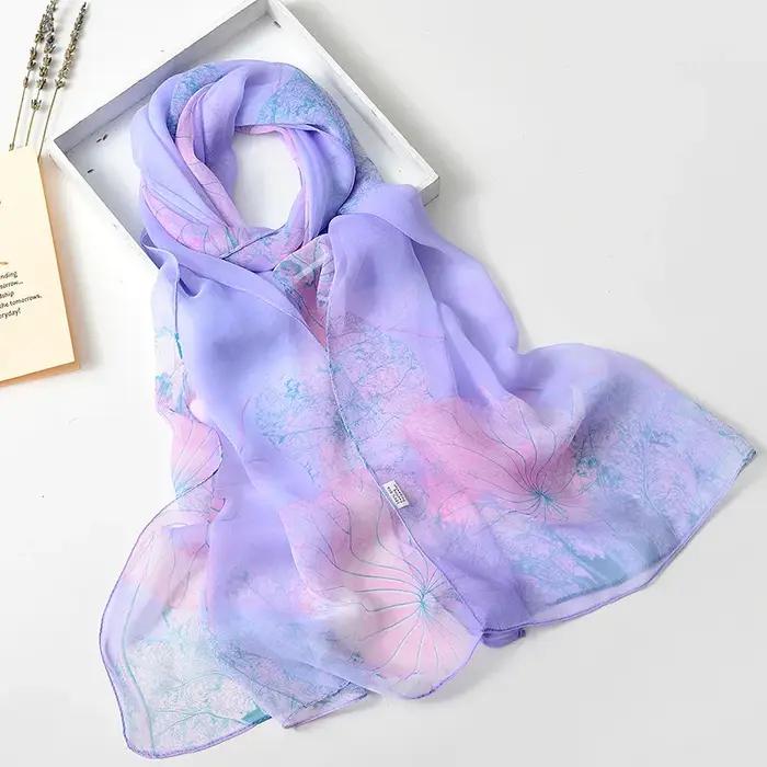 RUNMEIFA 2023 nouvelle mode printemps/été femmes impression florale plage foulard en soie châles fem