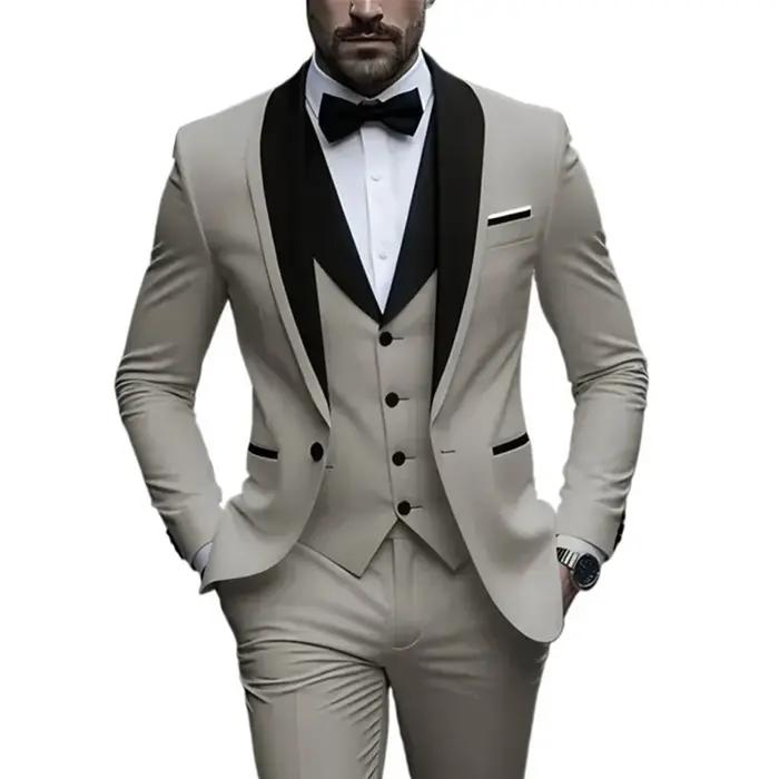 Ensemble de costume 3 pièces pour hommes, veste + gilet + pantalon, à la mode de haute qualité, adap
