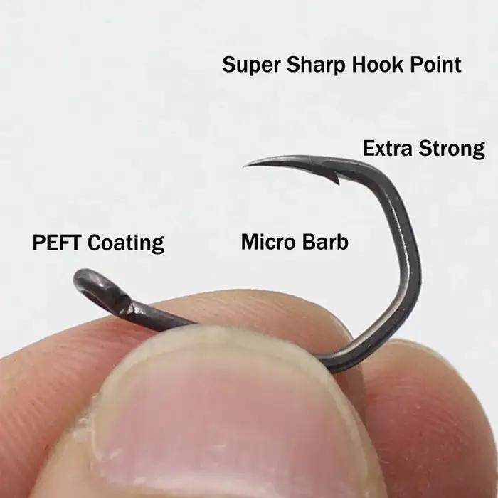 Hameçons de pêche à la carpe, 20 pièces, crochets à griffes, revêtement en PTFE, hameçons à yeux en