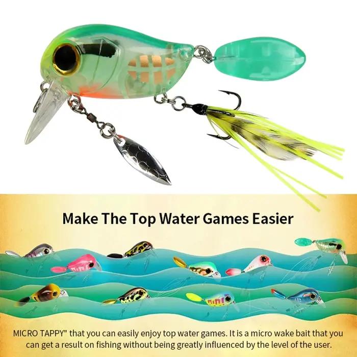 Leurre micro appât artificiel dur pour pêche de mer avec plumes et cuillère rotative pour attraper poissons prédateurs
