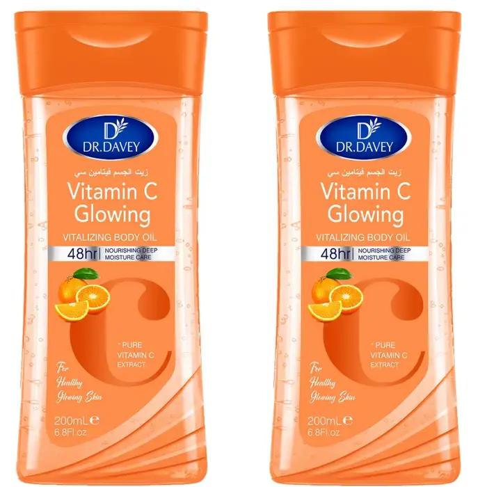 2PCS 200ml DR.DAVEY VITAMINE C Huile corporelle pour le soin de la peau, hydratante et nourrissante,