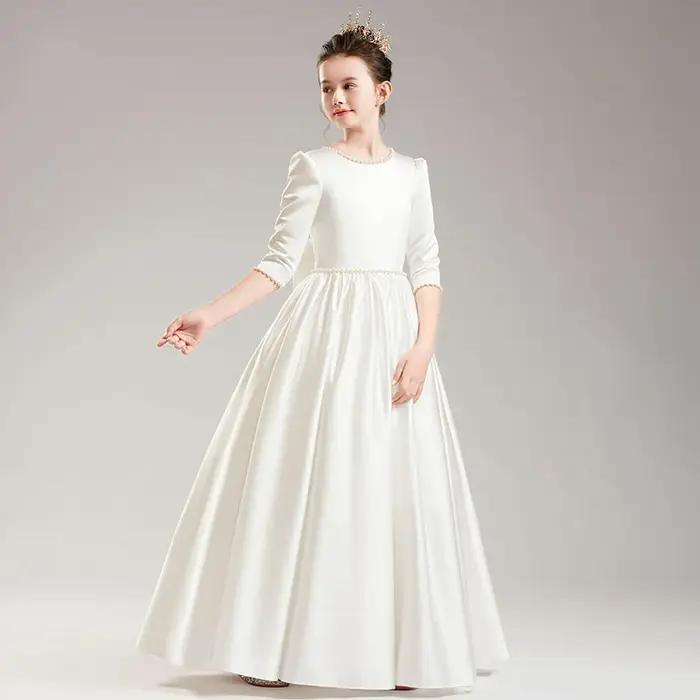 Robe de princesse élégante pour filles, robes de soirée pour enfants de 4 à 12 ans, vêtements blancs