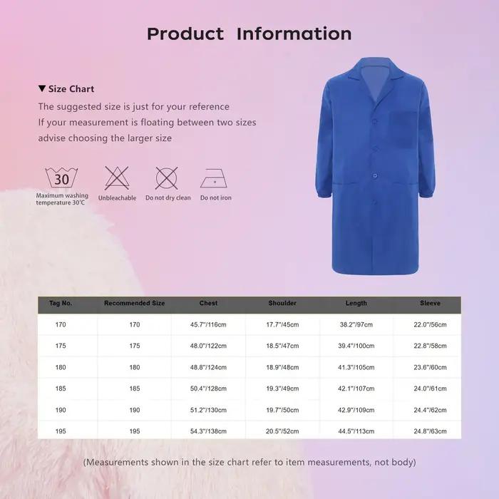 Robe de travail unisexes ADT simple boutonnage avec poches pour documents pour entrepôt et usine travailleur efficace confort durable