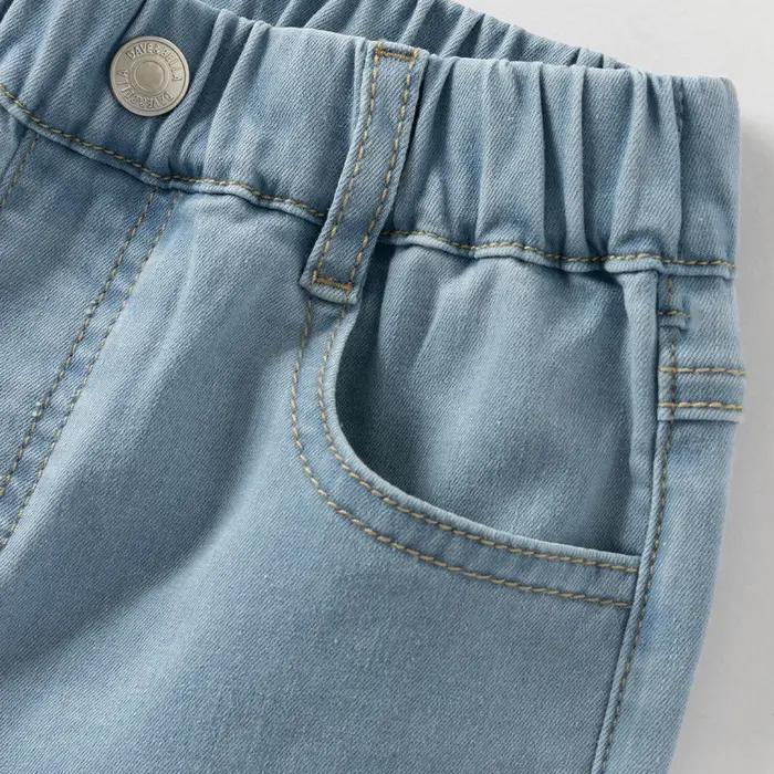 Pantalon d'été brodé pour filles Dave Bella, décontracté, taille élastique, poches, coupe bootcut, j