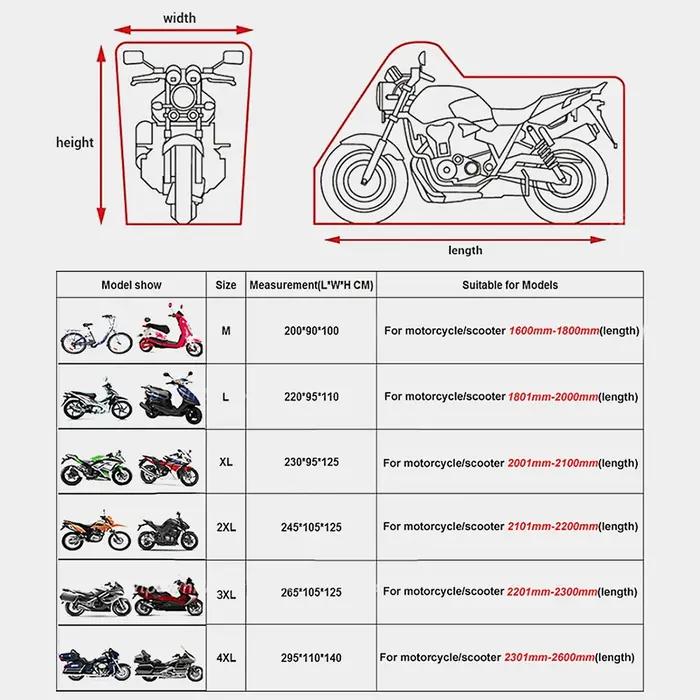 Housse de moto imperméable toutes saisons, anti-poussière, protection UV, pour l'extérieur et l'inté