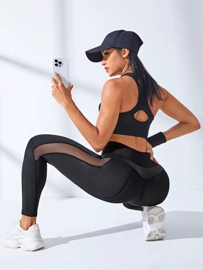 Leggings Sport Femme Taille Haute Effet Fessier - Pantalon Fitness Séchage Rapide Ceinture Élastique