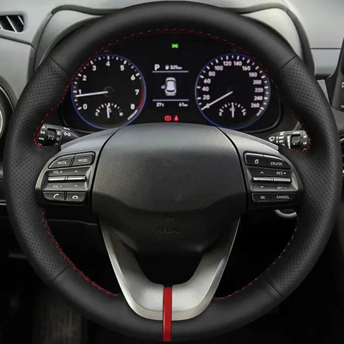 Juste de volant en similicuir noir pour Hyundai Veloster, accessoires de voiture bricolage, 2019-202