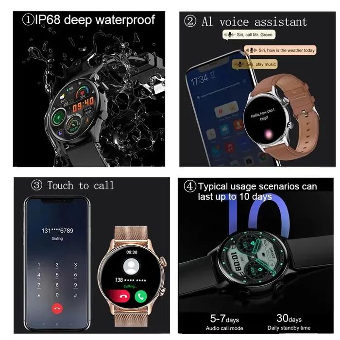 Nouvelle montre intelligente 2026 pour femmes, écran AMOLED HD, affichage permanent, appel Bluetooth